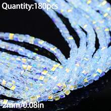 95/180顆彩色高光正方形玻璃珠 DIY 手作珠飾配件散珠，適用手鍊、項鍊、頭飾、耳環製作材料 - diy方塊玻璃珠 - 查看 18