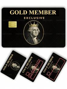 1pc Gold Member Exclusive Credit Card Cover Sticker Protective Card Sleeve, Crown PVC Material Anti-Fingerprint Durable Scratch-Resistant Wear-Resistant Skin, Party Birthday Gift, Suitable For Men And Women, Small Chip Cards, Bank Cards, Credit Cards, Transit Cards, Key Cards, Student Campus Cards Personalized DIY, Privacy Protection - Multicolor - View 8