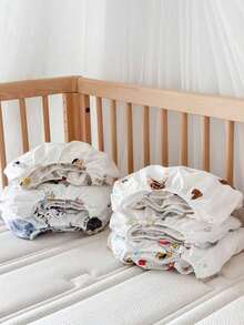 2pcs Soft Comfortable Breathable Baby Animal Pattern Fitted Sheets (39.37*23.62) Inch, (47.24*23.62) Inch, (51.96*28.34) Inch - Multicolor - View 6