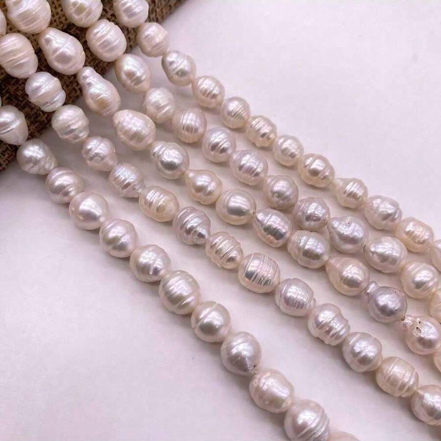 7-8mm 白色水滴梨形天然淡水珍珠,DIY 1顆,38cm/14.96in,孔徑 0.8mm - 白色2 - 查看 1