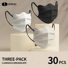 30pcs Fashionable Individually Wrapped Disposable Face Masks, Wavy Design, Suitable For Daily Life And Outdoor Activities, Unisex, Multiple Colors Available, Great Holiday Gift - Multicolor - View 11