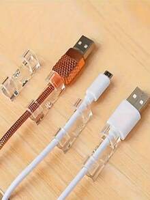 20pcs Self-Adhesive Cable Clips, Used For Organizing Wires, Transparent Cable Holder, Suitable For TV And PC Cables, Desktop And Home Office Use - Cable Management - View 8