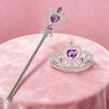 2pcs Heart Crown Magic Wand Set, Purple Fairy Wand And Heart Crown, Princess Party Dress Up Accessories, Cosplay Costume, Birthday Gift,Halloween - Purple - View 7