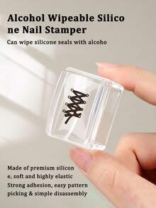 Square Transparent Silicone Nail Stamp Set, High Transparency, Alcohol-Wipeable, Suitable For Large Steel Plates. Includes A Rectangular Gel Nail Stamp, A Scraper, And A Replacement Silicone Stamp Head. - Clear - View 3