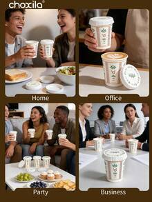 choxila 50/100pcs Traditional Middle Eastern Pattern Paper Cup Lids, 7cm Universal Fit For Paper Cups And Glass Cups, Suitable For Coffee Shops, Restaurants And Hotels Hot And Cold Beverage Cup Lids - White - View 7