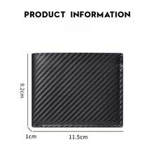 1pc Carbon Fiber Texture Durable Men's Wallet, Ultra-Thin Bifold Design, Business Commute Driving License Card Holder And Wallet In One - Multicolor - View 4