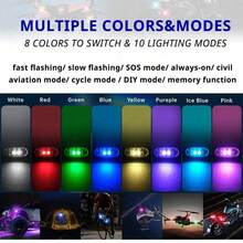 RGB LED Stroboskoplicht mit Fernbedienung kabellos, 8 Farben benutzerdefinierte Beleuchtung wiederaufladbare Fußraumleuchten, Außen- und Innenraum Dekorationszubehör Auto-Gadgets essentielles Produkt Kollisionsschutz Notfall-Blinkwarnung für SUV LKW Motorrad Fahrrad Flugzeug - Mehrfarbig - Übersicht 2