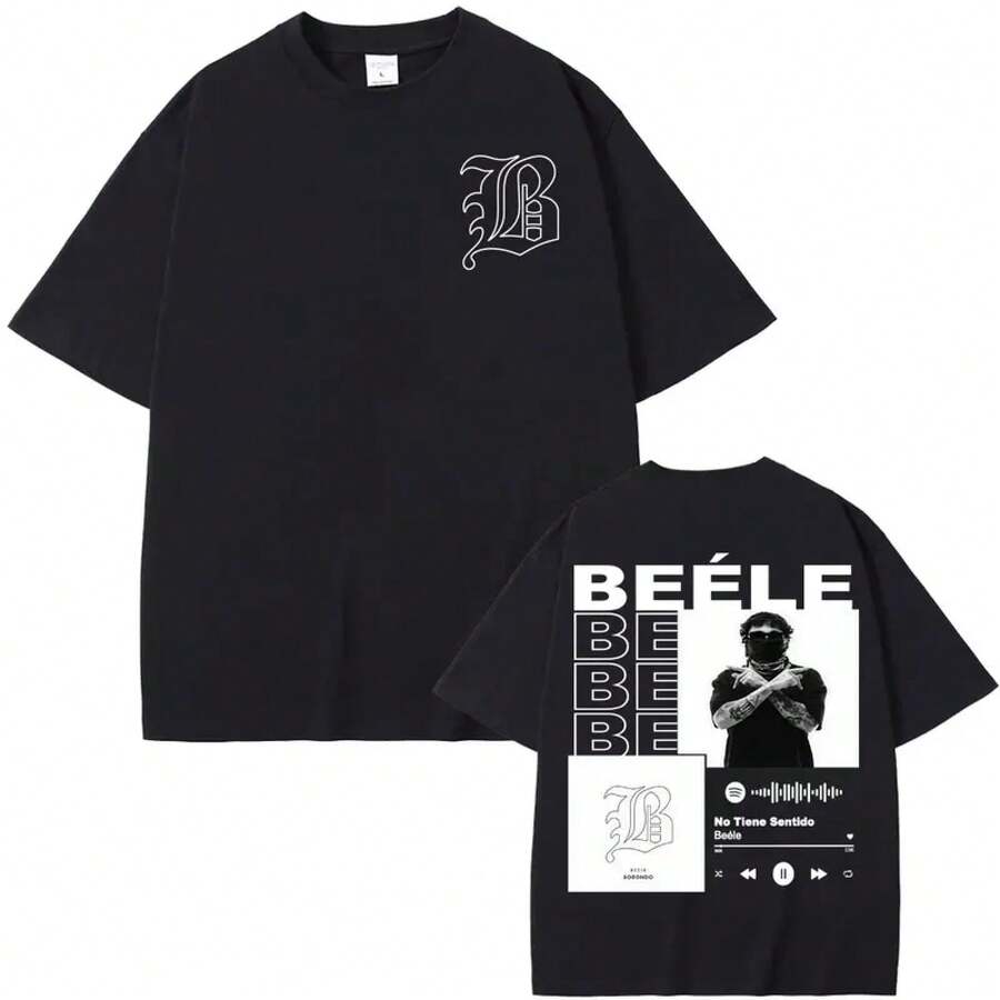 Rapper BEELE Borondo Album Tour Merch T-Shirt Herrenbekleidung Modetrend Hip-Hop T-Shirts Sommer-Oberteile 100% Baumwolle T-Shirt - Weiss - Übersicht 1