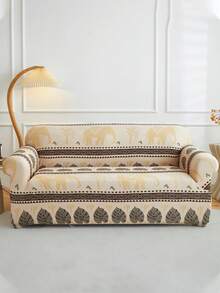 1pc Full Coverage Sofa Cover, Modern Style Polyester Fabric, Machine Washable, All Season Use - Beige - View 7