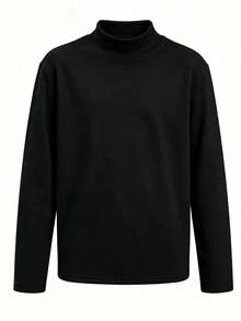 Tween Boy 3 Pieces Set Half-Neck Thickened Fleece Long Sleeve T-Shirts, Suitable For Autumn/Winter Base Layer, Warm And Comfortable Tops For Cold Winter - Multicolor - View 3