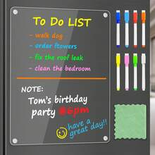 2mm Acrylic Magnetic Dry Erase Board, Transparent Whiteboard For Refrigerator, Memo Board To-Do List/Grocery List Whiteboard Erasable 3D Magnetic Fridge Magnet Message Board - Message Board - View 1