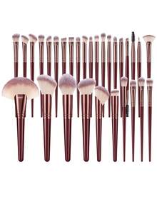 Red Wine 1/20/30/50pcs All-In-One Makeup Tools Set Professional Cosmetic Brushes Beauty Sponges Triangle Powder Puffs Silicone Brush Cleaner Bowl With Transparent Washbag For Foundation Blush Eyeshadow Contour Flawless Daily & Travel Makeup Kit - Multicolor - View 9