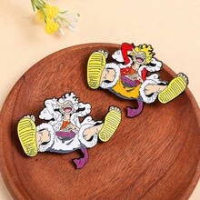 1pc One Piece Gear 5 Nika Luffy Enamel Pin Anime Monkey D Luffy Metal Lapel Brooch Backpack Hat Clothing Decor Collectible Fans Gift - Multicolor - View 4