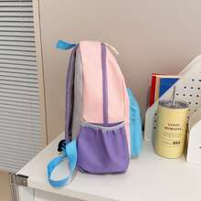 1 pieza Mochila de moda con colores de dopamina, Mochila unisex, Mochila escolar de bloques de color para estudiantes, Mochila de estudiantes con múltiples bolsillos para viajes de verano, vacaciones, artículo de viaje esencial para estudiantes de primaria, secundaria, preparatoria y universidad, Bolso de mujer de alta calidad, Excelente regalo para vacaciones - Multicolor - Ver 3