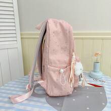 1pc Star Rhinestone Large Capacity Backpack, Fashion Casual With Cloud Pendant, Student Backpack For Commuting, School, Travel, Unisex - Pink With Pendant - View 3