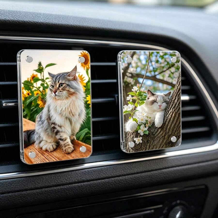 Clip photo pour pare-soleil de voiture, support photo universel en acrylique, décoration de voiture, clip de rangement intérieur pour pare-soleil personnalisé J3J7 - décoration de grille d'aération - Voir 1