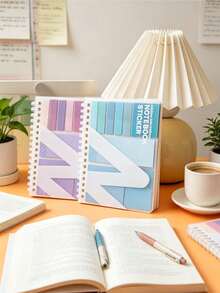 5pcs/1pc Multi Functional Note Pad Combination Sandwich Notebook With Adhesive Ins Style Index Sticker, Soft Wire Circle, Horizontal Line, Loose Leaf Notebook - one-size - View 3