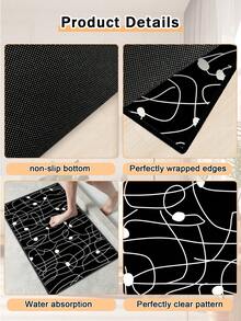 1 pieza Alfombra de piso antideslizante con patrón para exteriores, alfombra interior, alfombra de baño, alfombra de cocina, alfombra decorativa, alfombra multifuncional para pasillo, suave y cómoda, fácil de limpiar, adecuada para entradas interiores y exteriores, dormitorios, decoración del hogar - Blanco y Negro - Ver 9