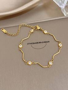 Women's Elegant Small Gold Bead Wave Style Finger Chain Bracelet Set, Zirconia Bracelet, Suitable For Travel, Vacation, Holiday Jewelry Gift - Multicolor - View 8