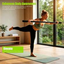 Ergonomic Stretching Wand, Adjustable Iron Yoga Stick For Physical Therapy & Balance Training - Black - View 5
