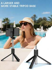 Foldable Mini Selfie Stick Tripod With Detachable Fill Light, Wireless Bluetooth Remote, 360° Adjustable Phone Holder, Portable Lightweight, Suitable For Travel, Vlog, Live Streaming, Selfie - Multicolor - View 3