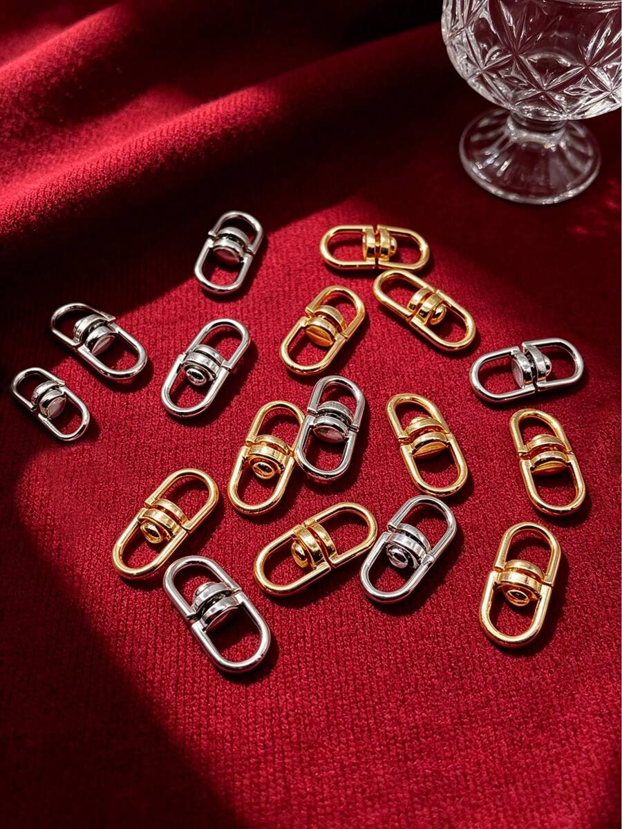 5 chiếc móc nối hình trái tim và tròn mạ vàng 18K bằng thép không gỉ 304, có thể xoay được, dùng để tự làm trang sức. - móc khóa - Xem 1