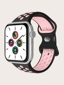 4件/組 中性時尚運動款 柔軟舒適透氣 雙色孔洞矽膠扣錶帶，相容 38mm、40mm、41mm、45mm、44mm、42mm、49mm，適用於錶帶、百搭休閒手鍊、腕帶，派對禮物、節日禮物。相容 Ultra 系列 9/8/7/6/5/SE/4/3/2/1 機型，可更換錶帶配件。 - 彩色 - 查看 12
