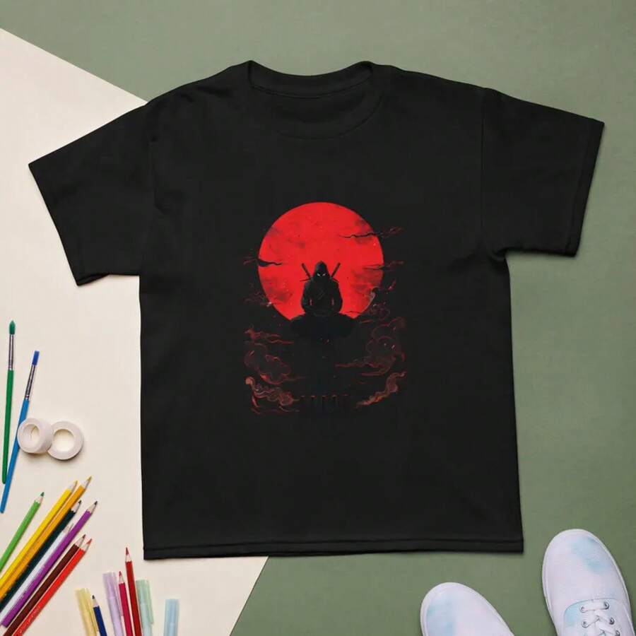 Camiseta juvenil - Shadow Rising – Camiseta con gráfico de sol rojo - Negro - Ver 1