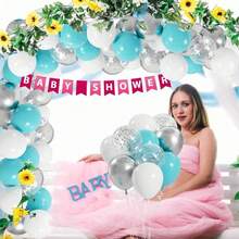37pcs Blue, White, Silver And Silver Foil Shiny Latex Balloons With Ribbon, 10 Inch Diameter, Suitable For Birthday, Graduation, Wedding, Bridal Shower, Christmas, Party And Various Celebration Decorations - Set - View 4