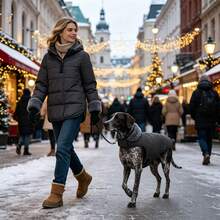Metglad 中大型犬冬季外套，带羊毛衬里的保暖背心 - 宠物服装，寒冷天气狗狗雪地夹克，防风冬季大衣 - 深灰色 - 查看 4