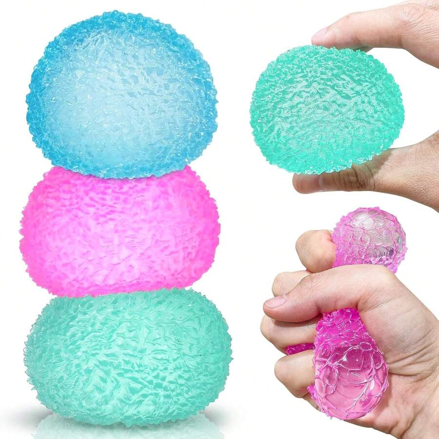 Bolas sensoriais macias grandes para stress, brinquedos fidget macios de gel de memória texturizado, brinquedo fidget sensorial macio grande para rapaz/adultos, bola de apertar para alívio da ansiedade para /PHDA, lembrancinhas de festa, presentes - Multicolorido - Ver 1
