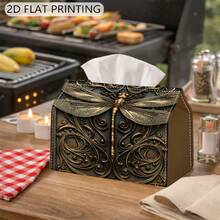 1pc Elegant Dragonfly Tissue Box Holder With Exquisite Craft Print - Decorative Tissue Box, Suitable For Entryway, Kitchen, Vanity - Christmas, Birthday, Housewarming Gift - Tissue Box - Multicolor - View 6