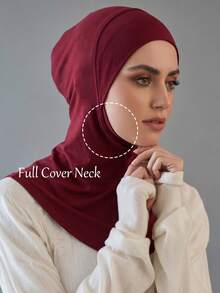 1PC Women's Fashion Solid Color Elastic Chin Wrap Under-Cap Head Scarf - 063-wine Red - View 2