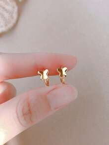 1 Paar S925 Sterling Silber minimalistische elegante Schmetterling kleine Ohrstecker, vielseitiges frisches Design Damenschmuck - Schmetterling - Übersicht 1