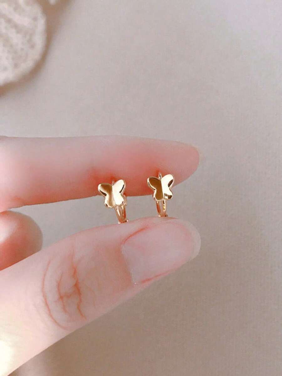 1 Paar S925 Sterling Silber minimalistische elegante Schmetterling kleine Ohrstecker, vielseitiges frisches Design Damenschmuck - Schmetterling - Übersicht 1