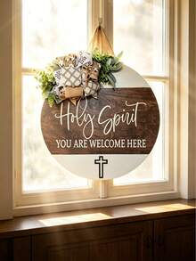 Farmhouse Style Christian Door Sign, "Welcome" Wreath, Joshua 24:15 Scripture Plaque, Christian Front Door Decor With Bible Verse, Artificial Wood Indoor/Outdoor Wall Hanging Sign, Durable Religious Home Decor, Porch Decor, Durable Outdoor Signage, Garden Decor - Multicolor 2 - View 13