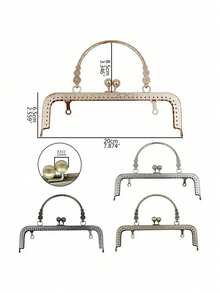 Bộ 2 quai xách kim loại - Dây đeo thay thế bằng hợp kim bền chắc cho ví cầm tay, có nắp trang trí, thích hợp để làm túi xách và ví thủ công, dây đeo hợp kim vàng/bạc thanh lịch với 3 kiểu dáng thời trang, dùng để sửa chữa ví, tân trang túi xách, các dự án thủ công da, phụ kiện thủ công chất lượng cao dành cho các nhà thiết kế thời trang. - Nhiều màu - Xem 10