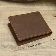 1 Piece Men Retro Distressed Fold Wallet, Slim Multi-Card Pocket Cash Organizer For Daily Commute Business Travel - Multicolor - View 4