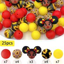 25pcs/26pcs/33pcs Women's Stylized Silicone Beads, Brown Rose Red Purple Green Yellow Women Queen Crown Twin Ponytail Elements, Hobbyist Decorative Beads Accessories For Earrings, Necklaces, Bag Chains, Beaded Pens, Phone Chains, Beaded Makeup Brushes, DIY Set Making Accessories, Empowering Women's Independence, Suitable For Holiday Gifts, Birthday Gifts - Female Style - View 17
