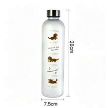 Cute Dachshund Water Bottle With Adorable Scale Lines, Large Capacity, Suitable For Hiking, Camping, Office And Travel, Gold/Silver Lid Optional - Multicolor - View 3