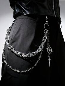 1pc Silver Punk Style Chain Belt Accessory | Featuring Anchor Shape And Spike Pendant Design, Perfect For Matching Dresses And Pants, Creating Fashionable Street Style, Expressing Personalized And Attitude. This Halloween Gothic Style Dark Beak Shaped Pants Chain Is A Hip-Hop Style Accessory, Suitable For Wearing During Back To School Season, And Also An Excellent Gift For Friends On Their Birthday. - Multicolor - View 2