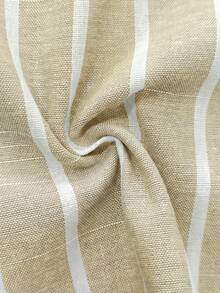 Casual Versatile Striped Collar Design Button Cuff Cotton Linen Shirt, New Style Suitable For Autumn, Summer, Vacation Outings For Women Spring - Khaki - View 10