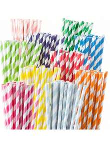 25/50pcs Paper Straws - Striped Straws, 16 Colors Available, Non-Soggy Paper Straws, Suitable For Daily Drinking And Crafting, Also Applicable For Birthday Parties, Weddings, Anniversaries, Back To School Season, Valentine's Day And Other Occasions. - View 10