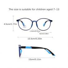[1 pieza] Gafas decorativas de cristal ovalado sin receta para niños, estilo preppy, material TR, montura de gafas profesional, ultraligera, bloque de color, para niños y niñas, de 7 a 13 años, uso casual diario - Estilo ovalado AA - Ver 4