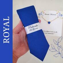 Semi Slim Godfather Tie And Gold Plated Godmother Bracelet Kit READY DELIVERY - 寶藍色 - 查看 3