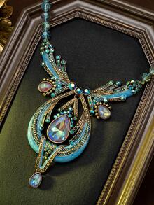 Vintage European And American Retro Style Heavy Work Large Water Drop Hollow Tassel Design Luxurious Vibrant Niche Personalized Exaggerated Elegant High-End Fashion Jewelry Necklace, A Perfect Gift For Daily, Party, Banquet And Other Holiday Celebrations - Necklace - View 3
