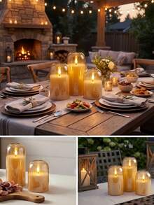 1/2/3pcs Gold Flameless Candles With Remote Control, Suitable For Table Centerpiece, Wedding, Holiday Party, Home Decor - Gold - View 4