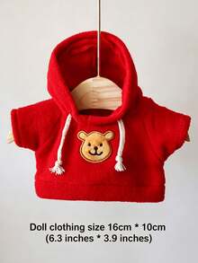 1pc Cute Bear Embroidery Plush Doll Hoodie Set, Soft Fleece Sweatshirt Suitable For 30cm Plush Doll, Yellow & Red Optional, DIY Plush Doll Dressing Accessory, Creative Doll Clothing Gift For Plush Collectors - Multicolor - View 7