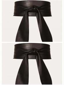 1 Peça Elegante Cinto Feminino Macio e Largo com Detalhe de Laço e Cauda Longa, Adequado para Halloween, Verão e Escola - Preto - Visão 8
