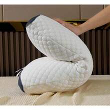 Almohada cervical de alta calidad para alivio del dolor para dormir – Espuma viscoelástica de carbón de bambú – Almohada ortopédica de contorno para costado, espalda, estómago – Almohada ergonómica de apoyo para cuello y hombros - Azul verdoso - Ver 3